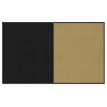United Visual Products Double Door Radius Corkboard, 48"x36", Hea UV7013RC-BLACK-FORBO
